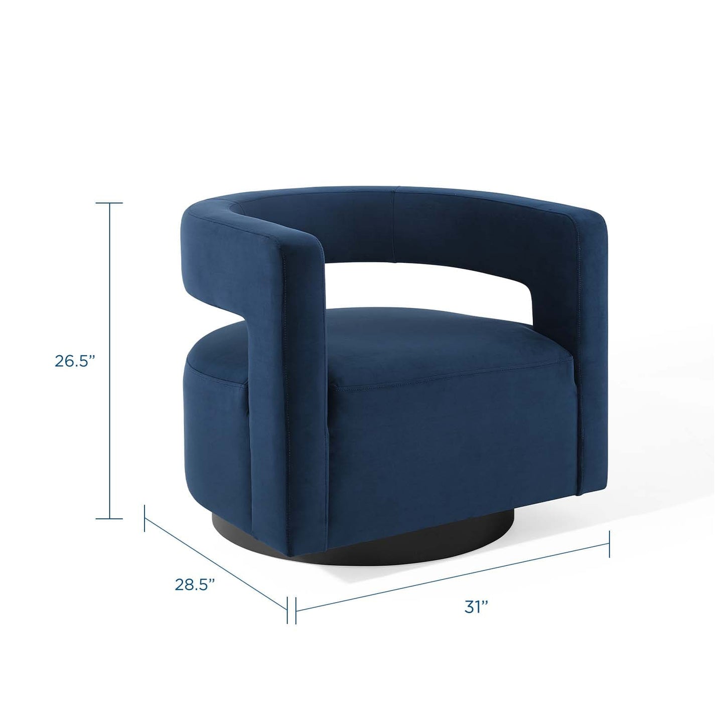 Modway Spin Cutaway Performance Velvet Swivel Armchair | Armchairs | Modishstore-18