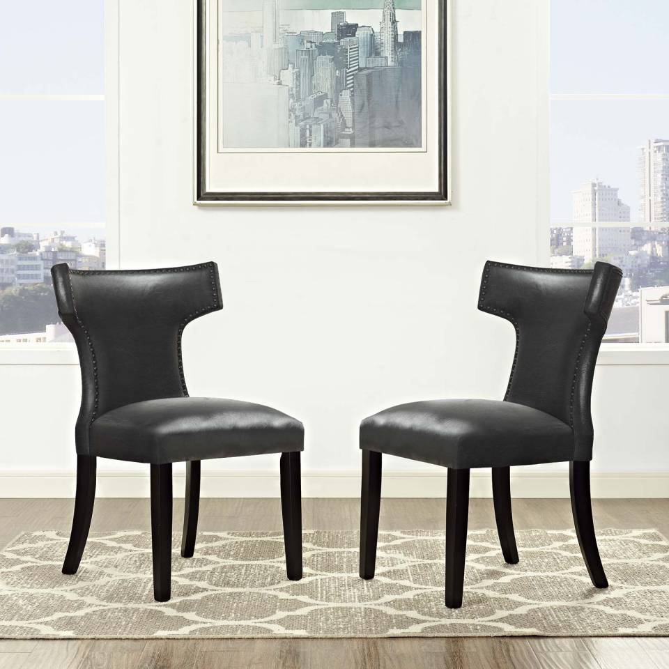 Modway Curve Dining Chair Vinyl Set of 2 | Dining Chairs
