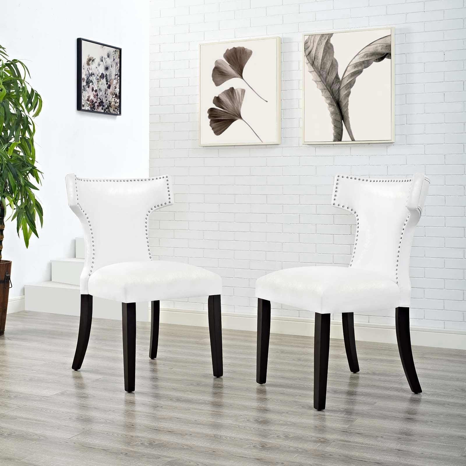 Modway Curve Dining Chair Vinyl Set of 2 | Dining Chairs | 