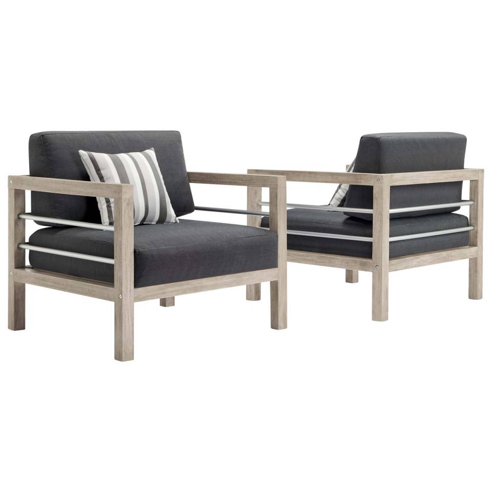 Modway Wiscasset Outdoor Patio Acacia Wood Armchair Set of 2 | Outdoor Chairs | Modishstore-2