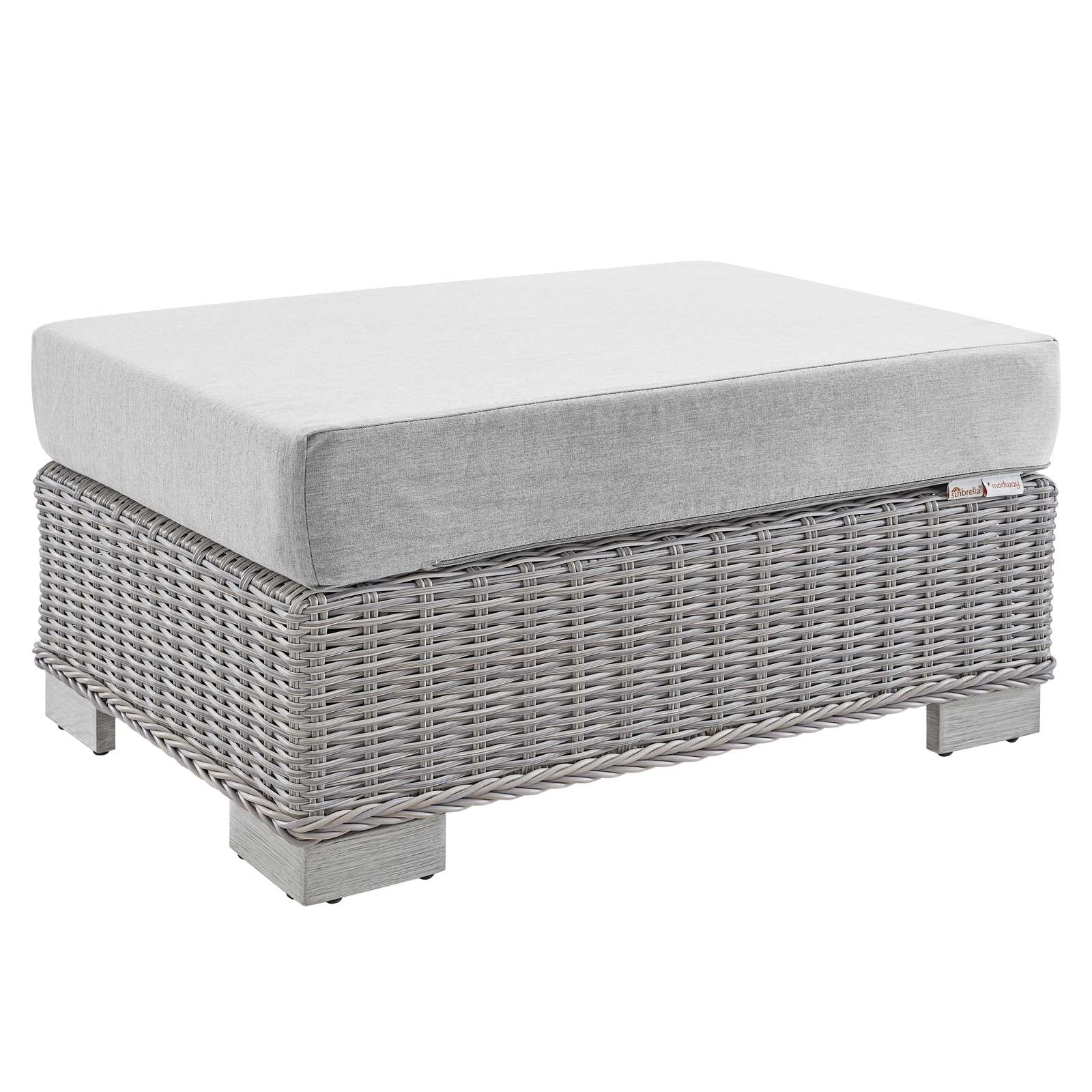 Modway Conway Sunbrella® Outdoor Patio Wicker Rattan Ottoman | Outdoor Ottoman | 