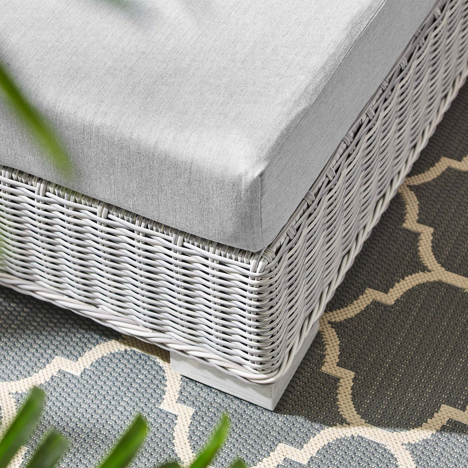 Modway Conway Sunbrella® Outdoor Patio Wicker Rattan Ottoman | Outdoor Ottoman