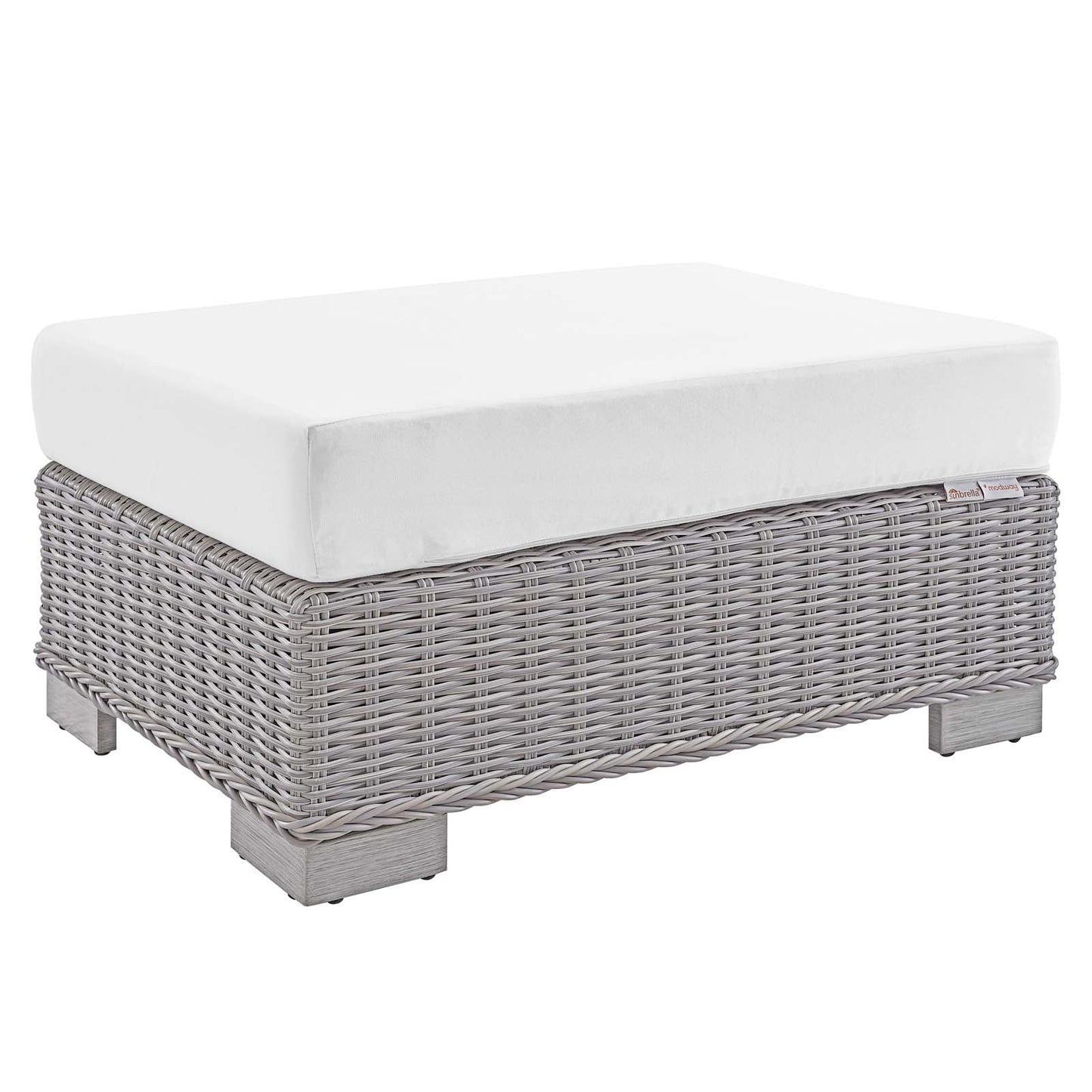 Modway Conway Sunbrella® Outdoor Patio Wicker Rattan Ottoman | Outdoor Ottoman | 