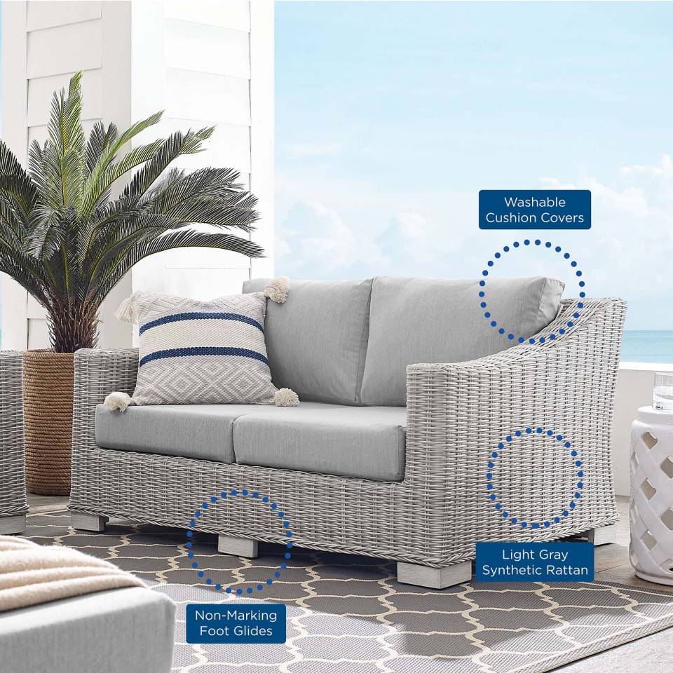 Modway Conway Sunbrella® Outdoor Patio Wicker Rattan Loveseat | Outdoor Sofas, Loveseats & Sectionals | 