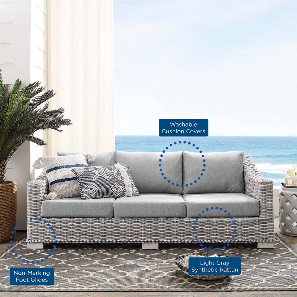 Modway Conway Sunbrella® Outdoor Patio Wicker Rattan Sofa | Outdoor Sofas, Loveseats & Sectionals | 