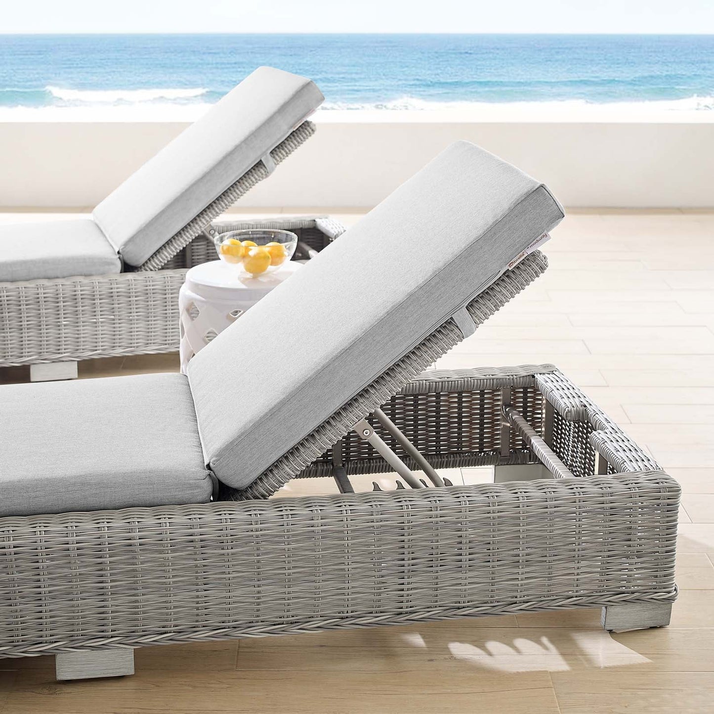 Modway Conway Sunbrella® Outdoor Patio Wicker Rattan Chaise Lounge | Outdoor Recliners & Lounge Chairs | 