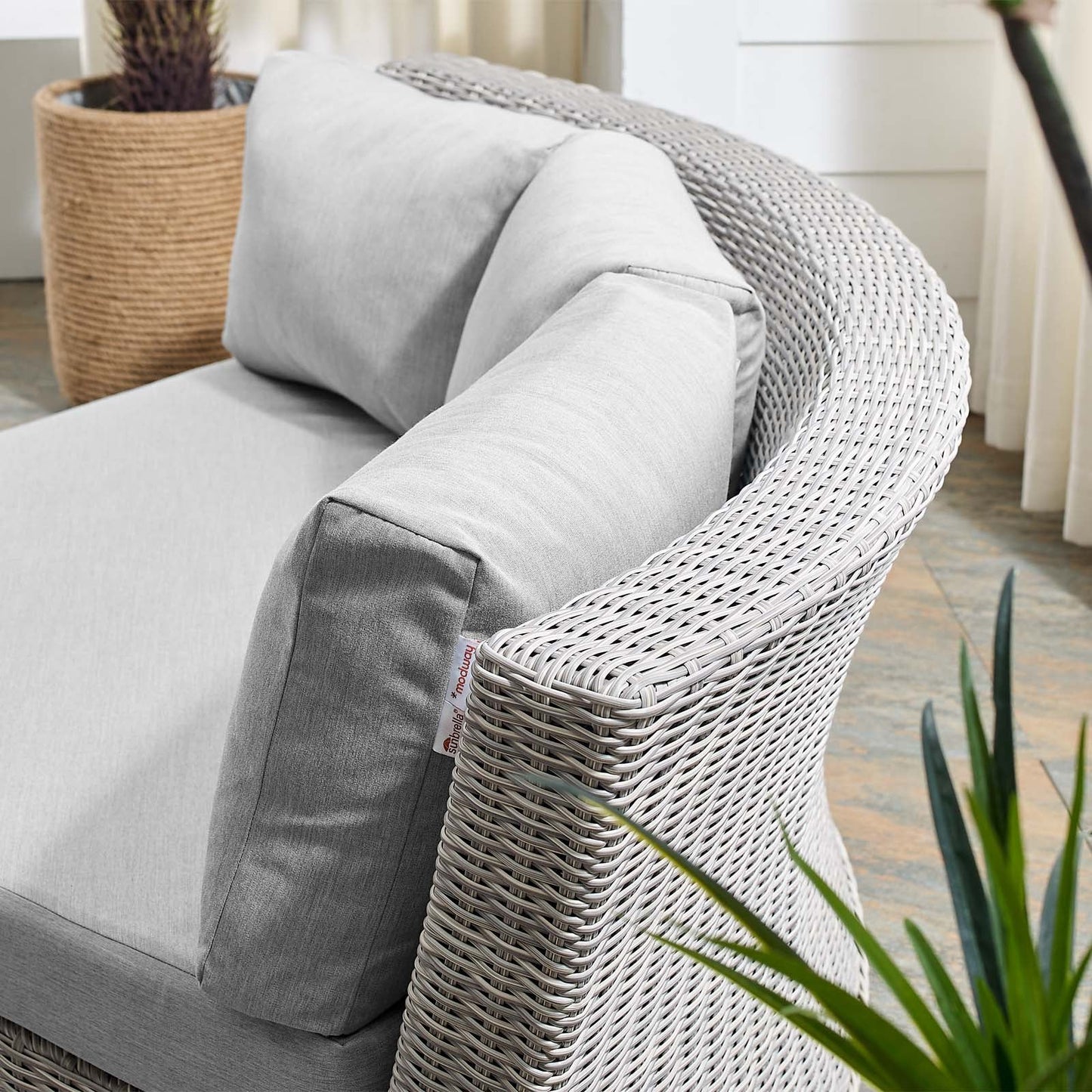Modway Conway Sunbrella® Outdoor Patio Wicker Rattan Round Corner Chair | Chairs & Recliners