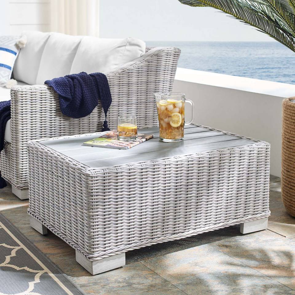Modway Conway 32" Outdoor Patio Wicker Rattan Coffee Table | Coffee Tables