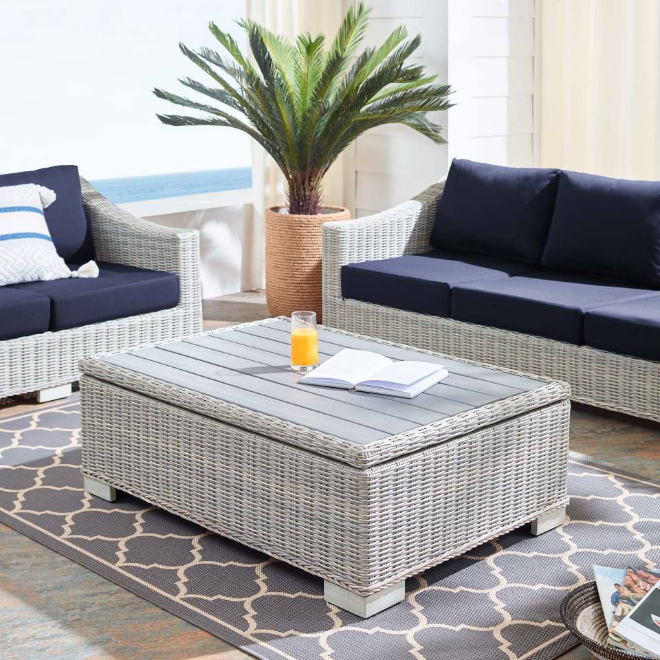 Modway Conway 45" Outdoor Patio Wicker Rattan Coffee Table | Coffee Tables