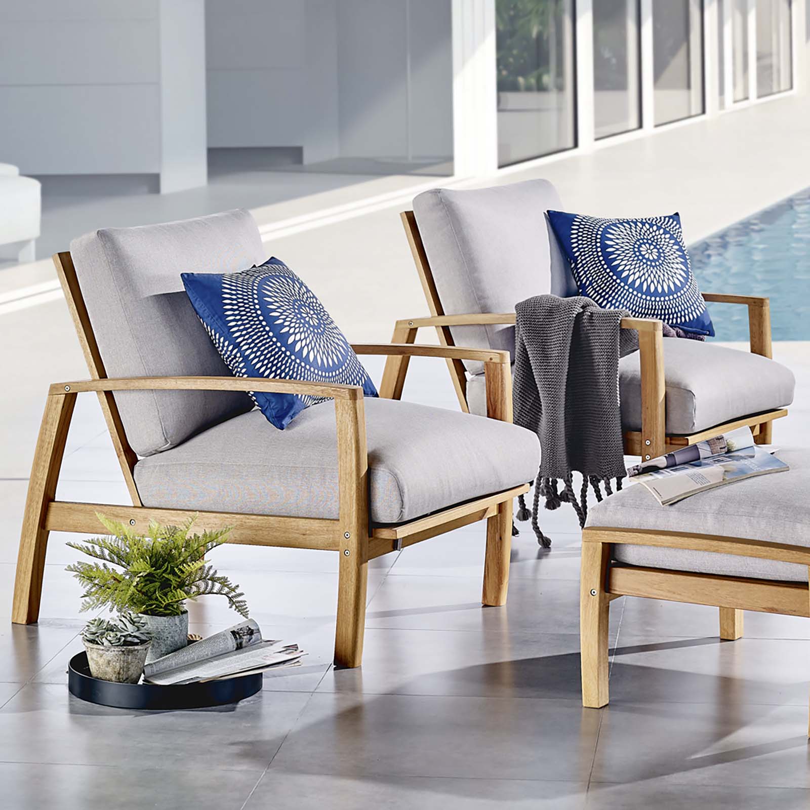 Orlean Outdoor Patio Eucalyptus Wood Lounge Armchair Set of 2 By Modway - EEI-3993 | Outdoor Chairs | Modishstore