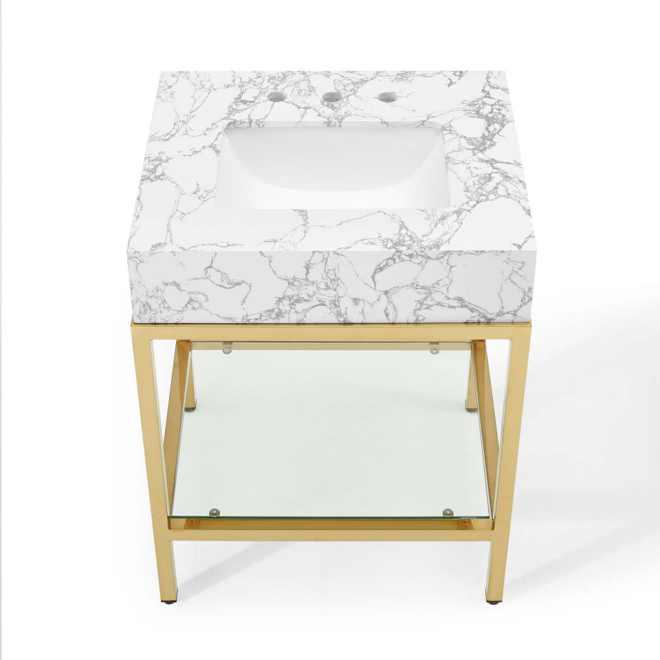 Modway Kingsley 26" Gold Stainless Steel Bathroom Vanity | Bathroom Accessories | Modishstore-4