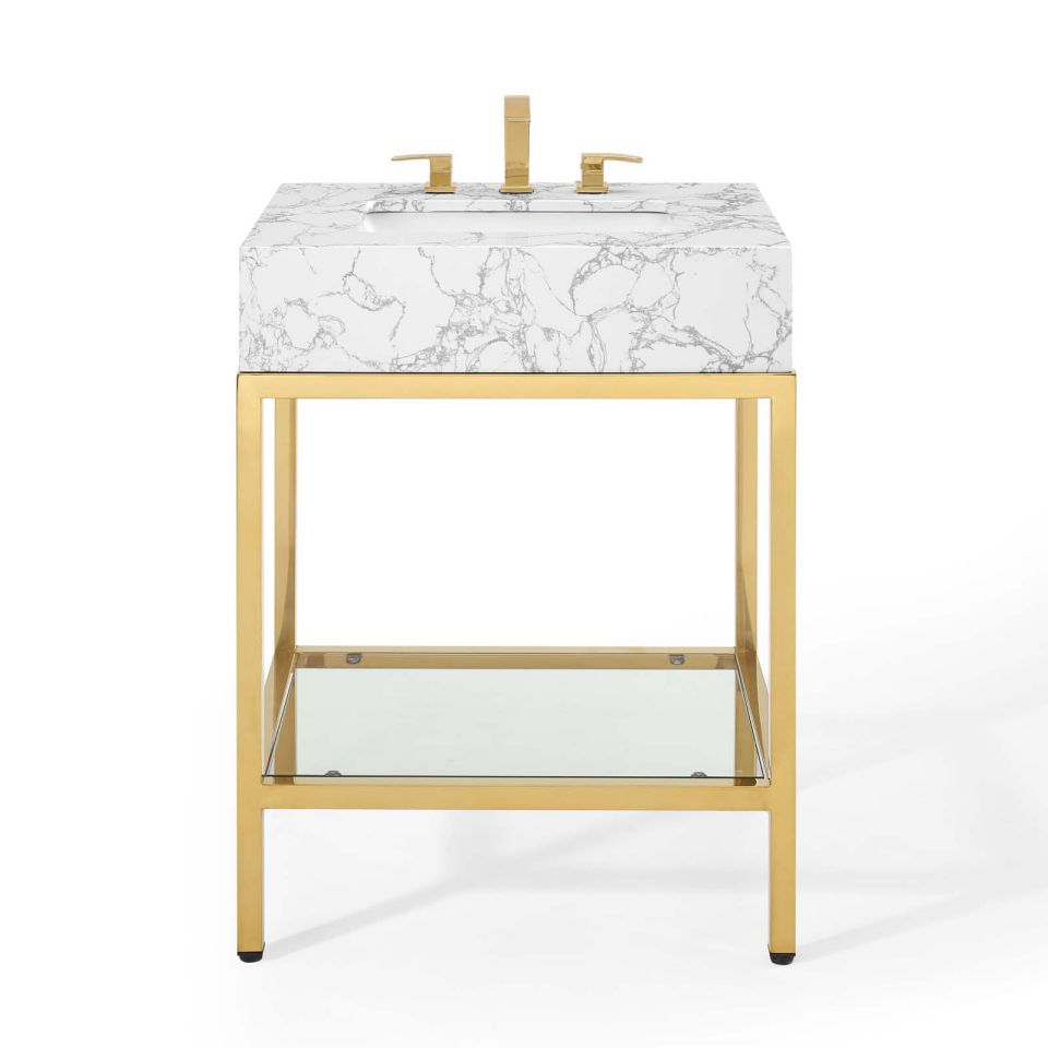 Modway Kingsley 26" Gold Stainless Steel Bathroom Vanity | Bathroom Accessories | Modishstore-6