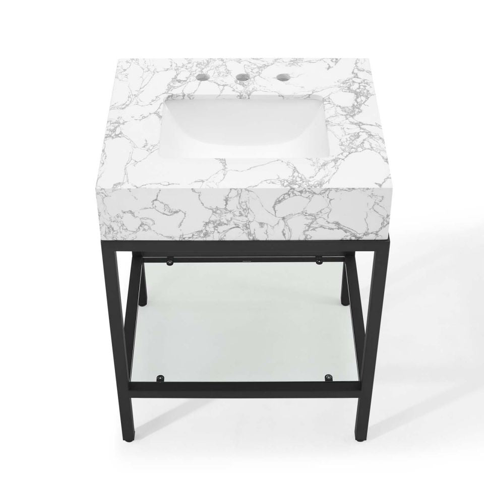 Modway Kingsley 26" Black Stainless Steel Bathroom Vanity | Bathroom Accessories | Modishstore-4
