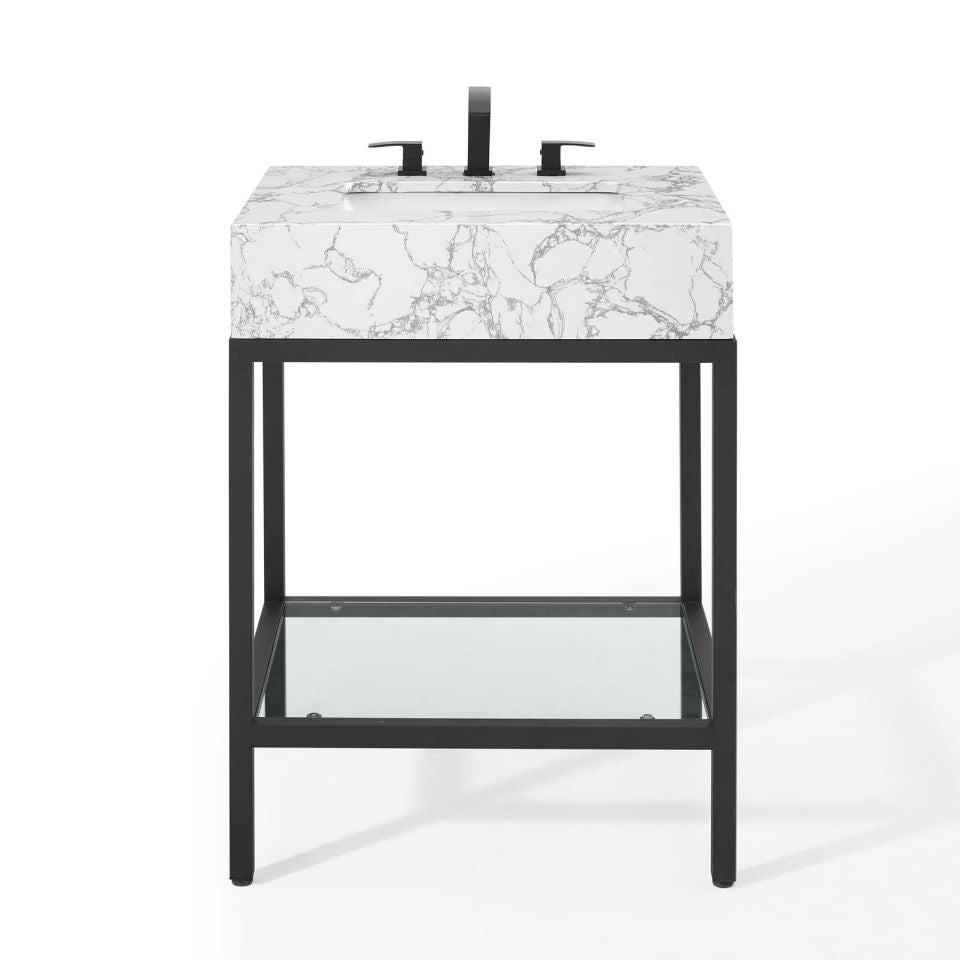 Modway Kingsley 26" Black Stainless Steel Bathroom Vanity | Bathroom Accessories | Modishstore-6