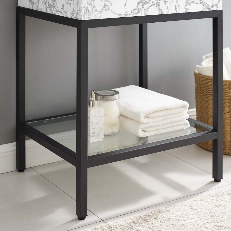Modway Kingsley 26" Black Stainless Steel Bathroom Vanity | Bathroom Accessories | Modishstore-9