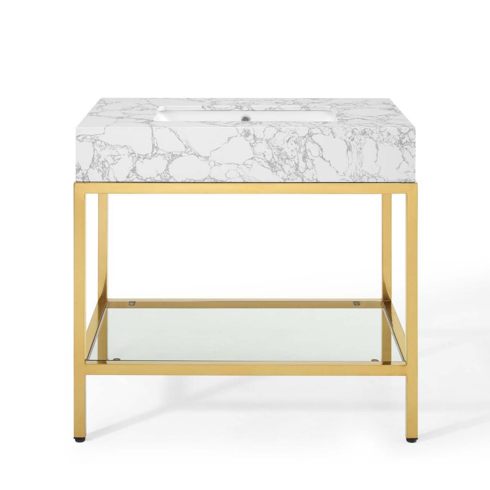 Modway Kingsley 36" Gold Stainless Steel Bathroom Vanity | Bathroom Accessories | Modishstore-5