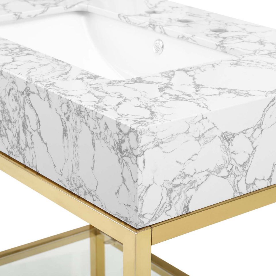Modway Kingsley 36" Gold Stainless Steel Bathroom Vanity | Bathroom Accessories | Modishstore-7