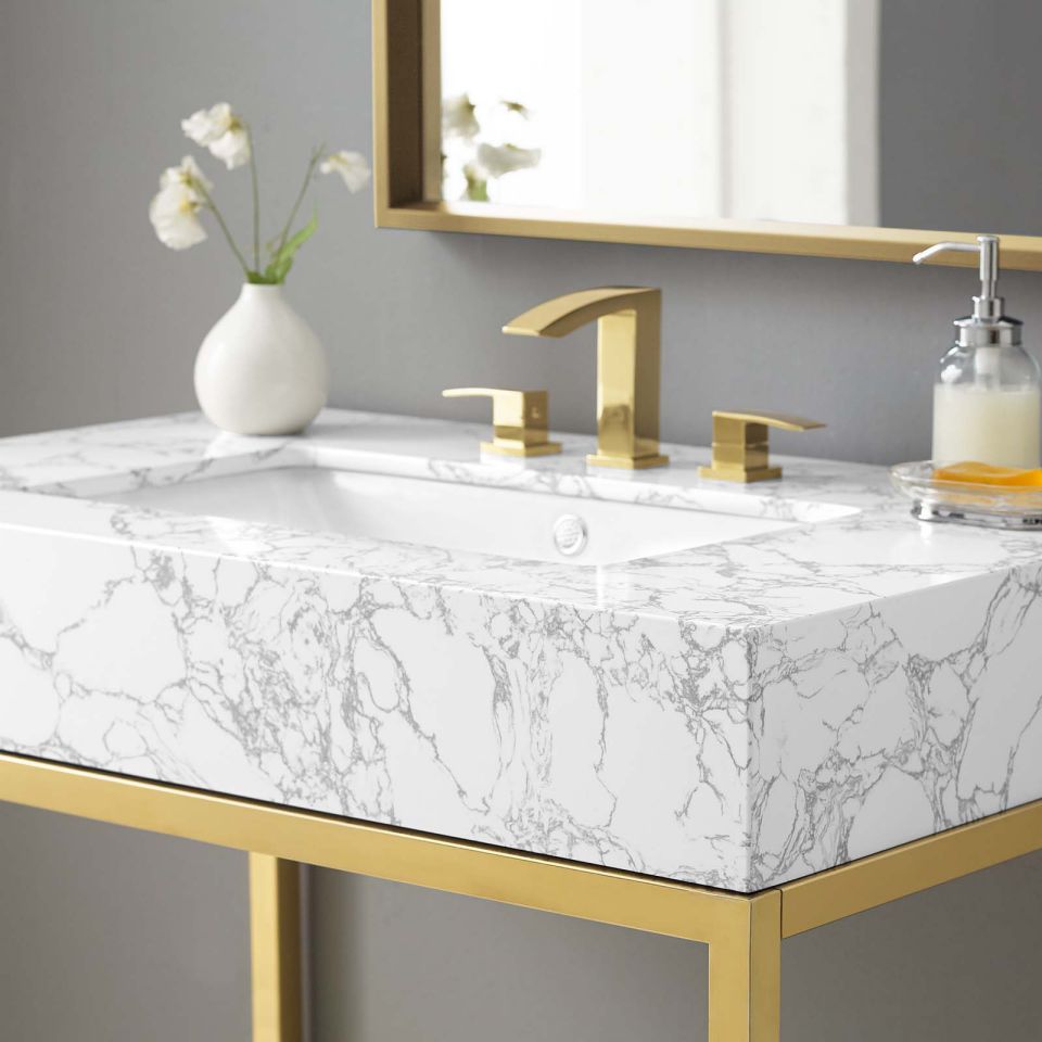 Modway Kingsley 36" Gold Stainless Steel Bathroom Vanity | Bathroom Accessories | Modishstore-9