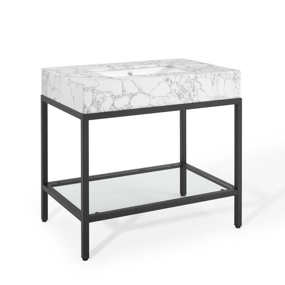 Modway Kingsley 36" Black Stainless Steel Bathroom Vanity | Bathroom Accessories | Modishstore-2