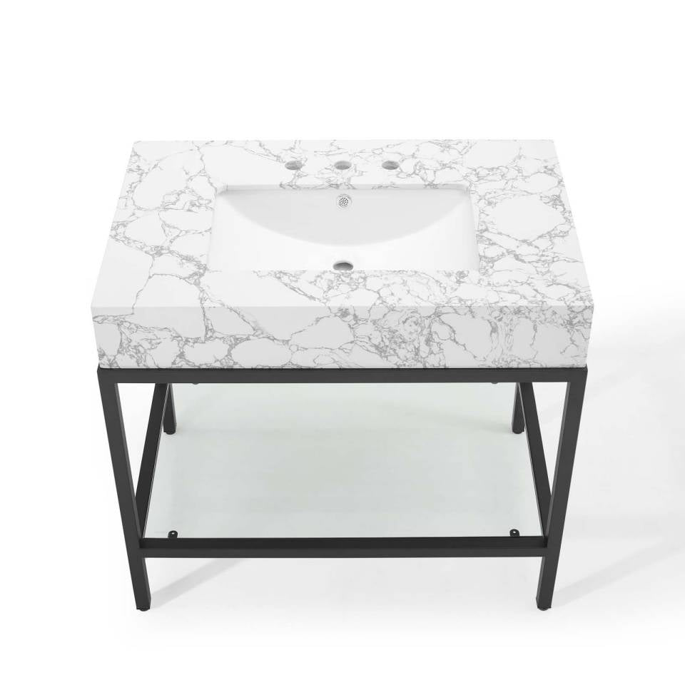 Modway Kingsley 36" Black Stainless Steel Bathroom Vanity | Bathroom Accessories | Modishstore-4