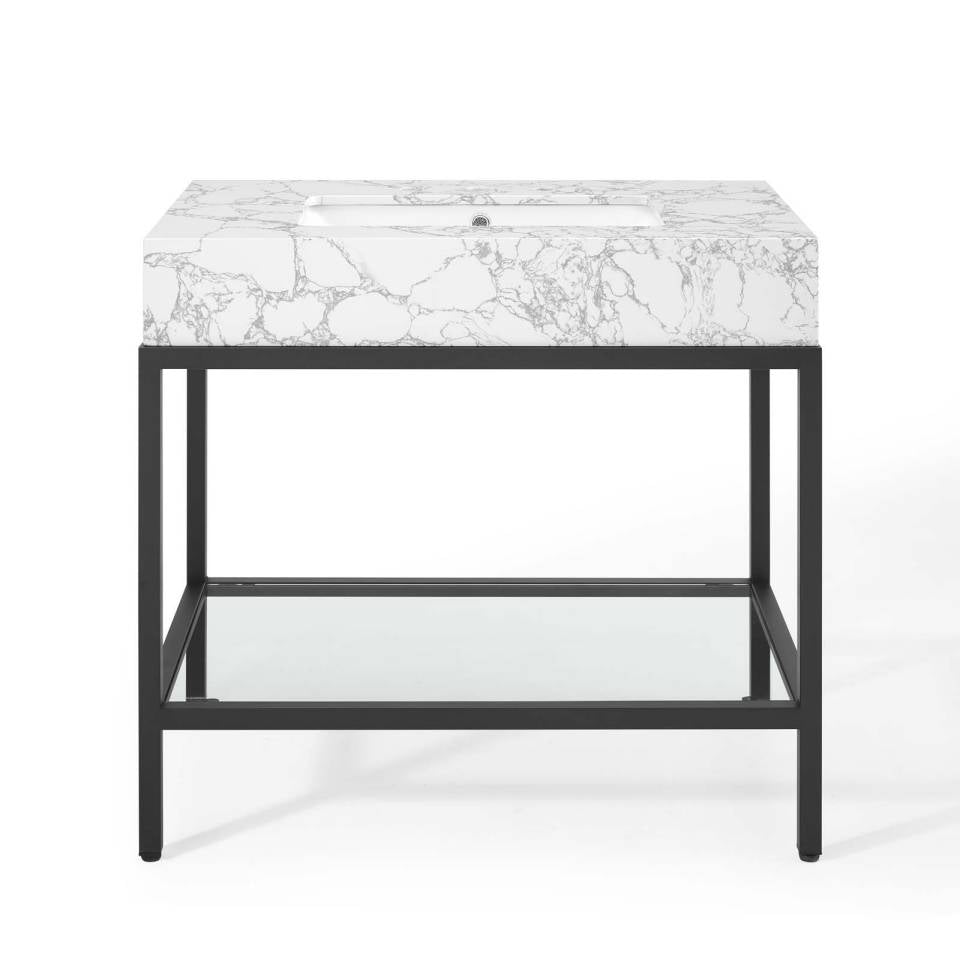 Modway Kingsley 36" Black Stainless Steel Bathroom Vanity | Bathroom Accessories | Modishstore-5