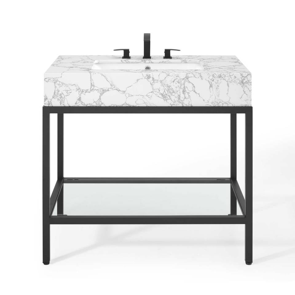 Modway Kingsley 36" Black Stainless Steel Bathroom Vanity | Bathroom Accessories | Modishstore-6