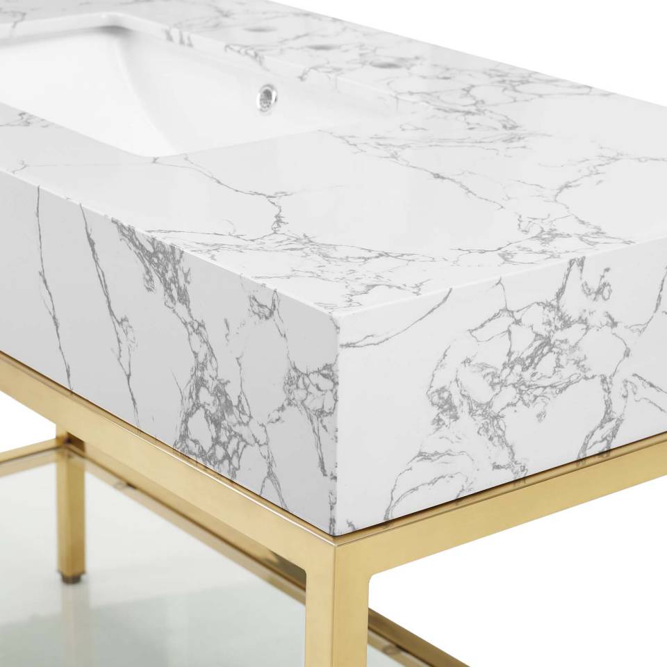 Modway Kingsley 50" Gold Stainless Steel Bathroom Vanity | Bathroom Accessories | Modishstore-7