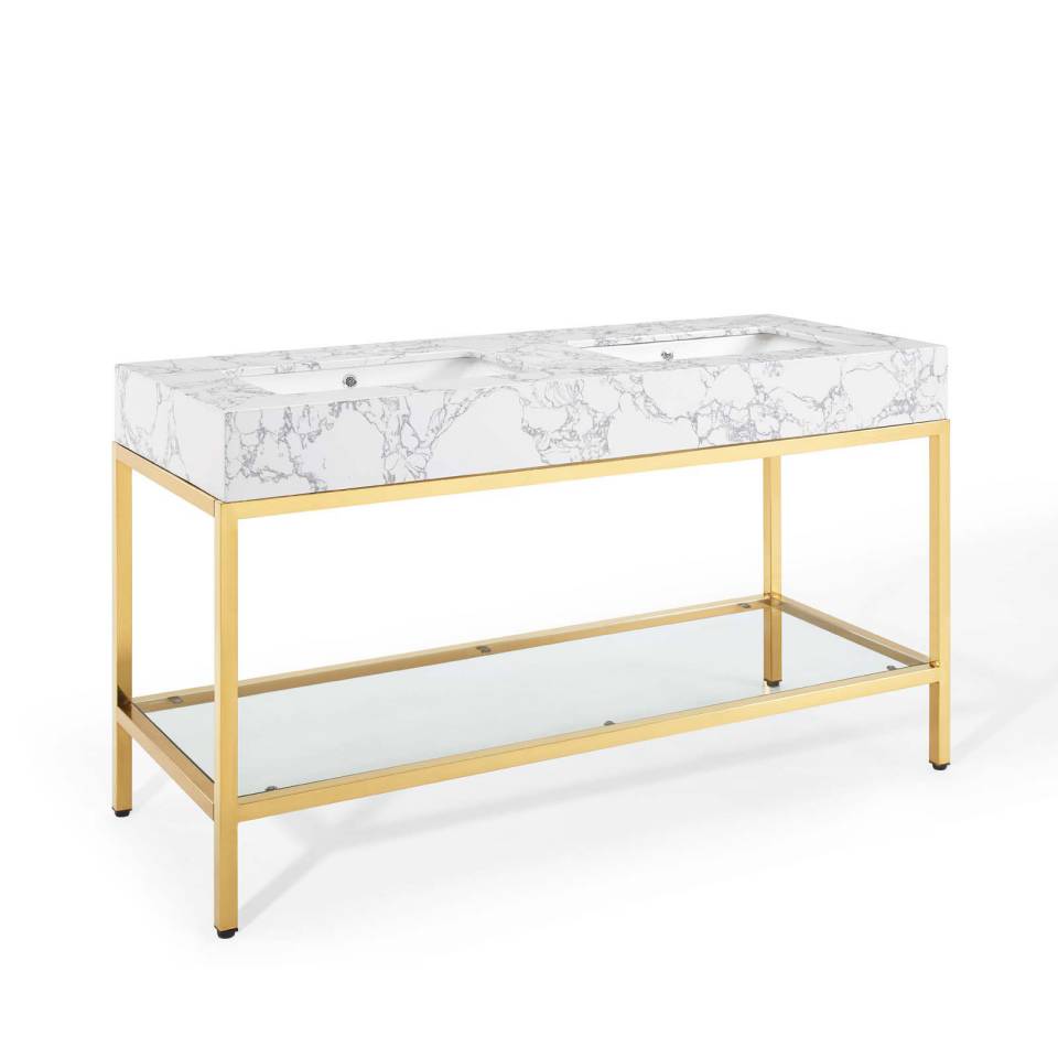 Modway Kingsley 60" Gold Stainless Steel Bathroom Vanity | Bathroom Accessories | Modishstore-2