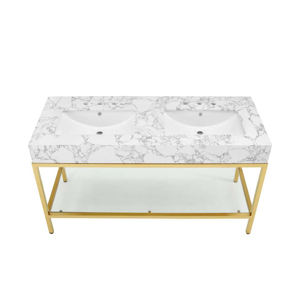 Modway Kingsley 60" Gold Stainless Steel Bathroom Vanity | Bathroom Accessories | Modishstore-4