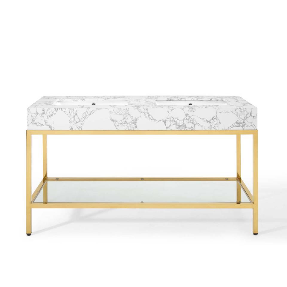 Modway Kingsley 60" Gold Stainless Steel Bathroom Vanity | Bathroom Accessories | Modishstore-5