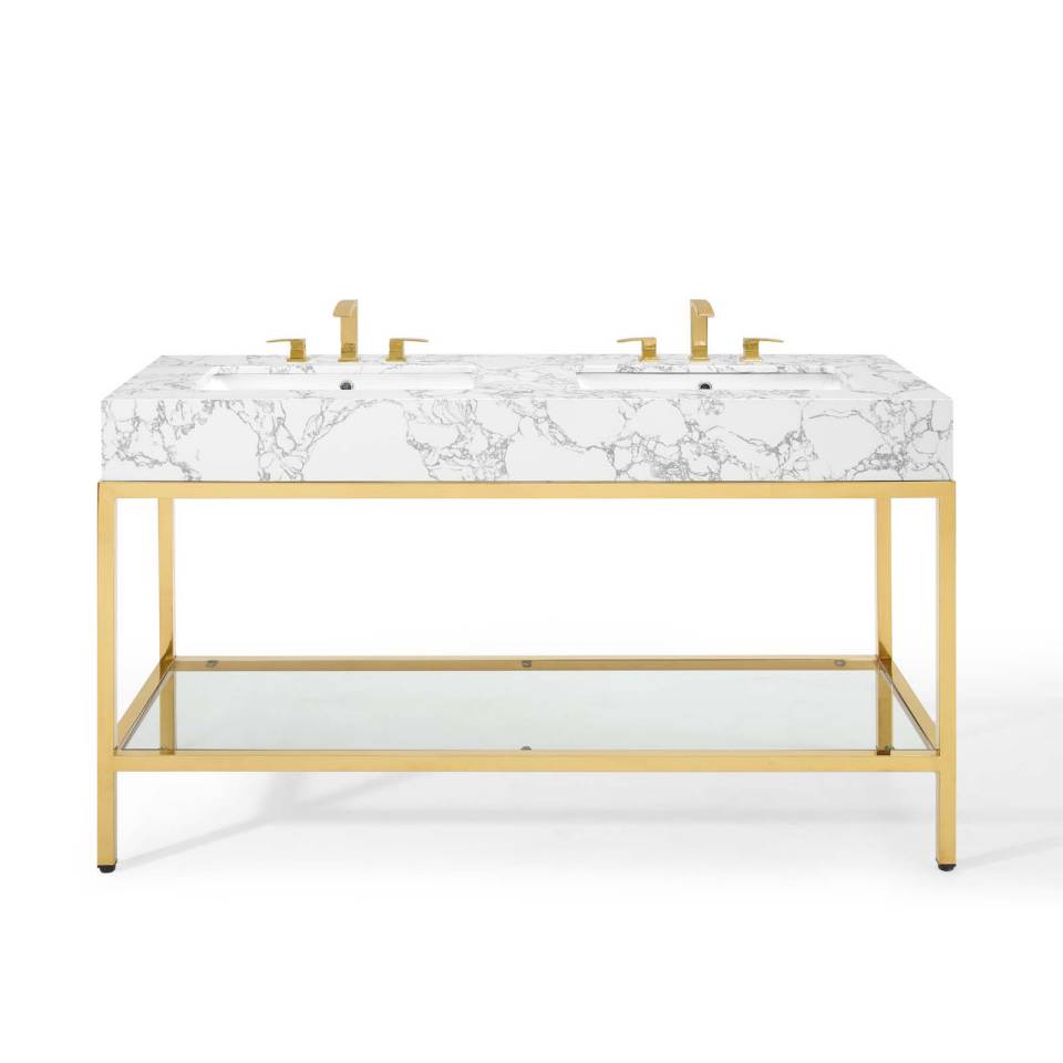 Modway Kingsley 60" Gold Stainless Steel Bathroom Vanity | Bathroom Accessories | Modishstore-6
