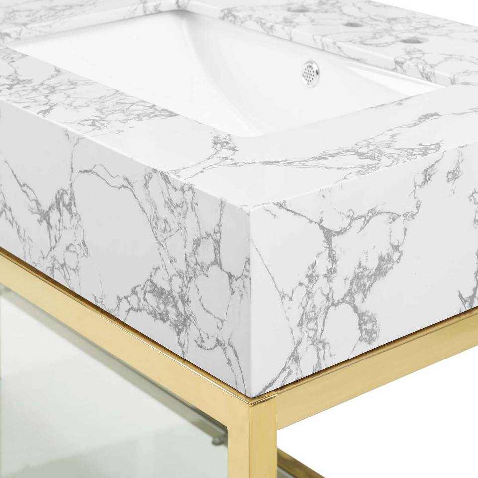 Modway Kingsley 60" Gold Stainless Steel Bathroom Vanity | Bathroom Accessories | Modishstore-7