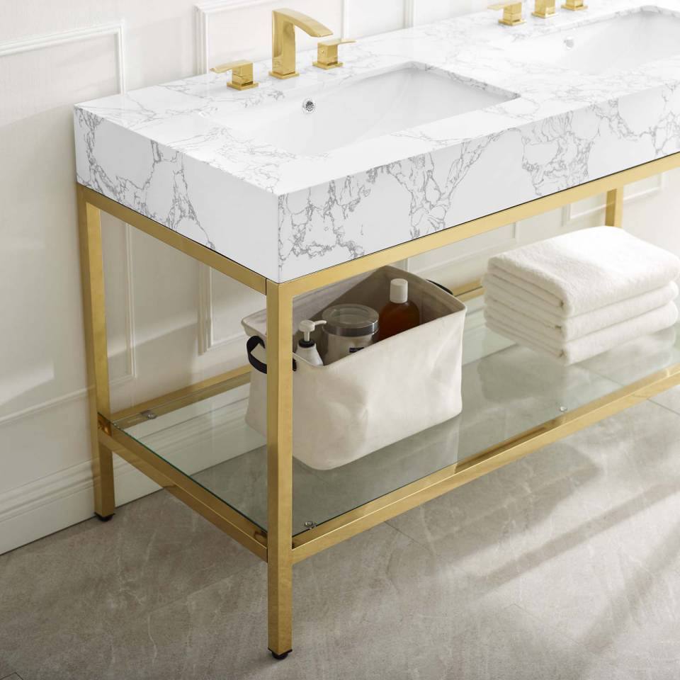 Modway Kingsley 60" Gold Stainless Steel Bathroom Vanity | Bathroom Accessories | Modishstore-9