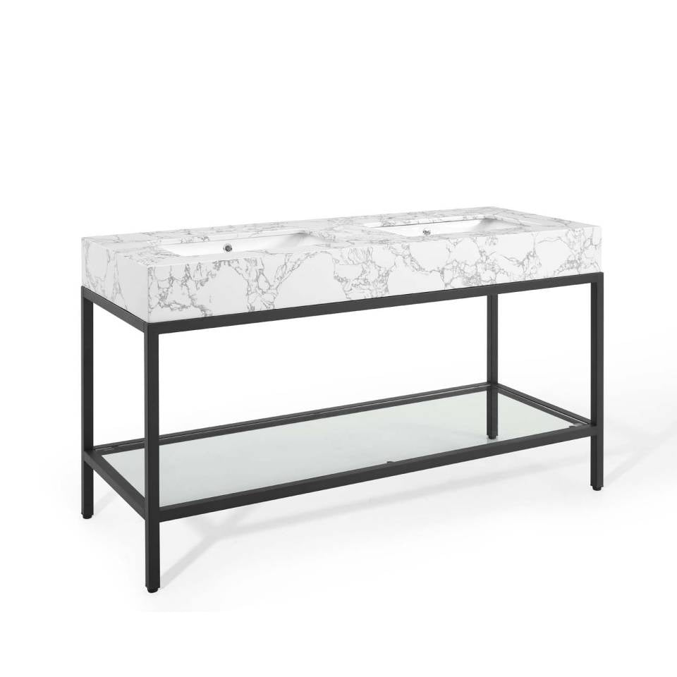 Modway Kingsley 60" Black Stainless Steel Bathroom Vanity | Bathroom Accessories | Modishstore-2