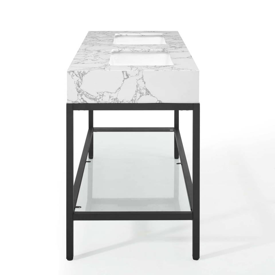 Modway Kingsley 60" Black Stainless Steel Bathroom Vanity | Bathroom Accessories | Modishstore-3