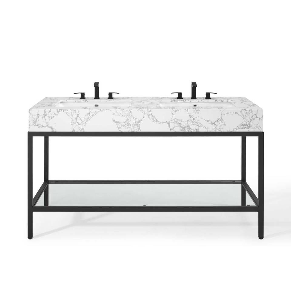 Modway Kingsley 60" Black Stainless Steel Bathroom Vanity | Bathroom Accessories | Modishstore-6