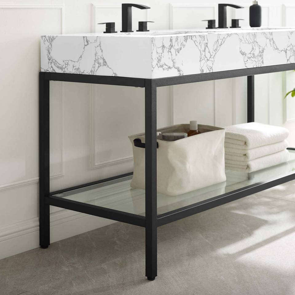 Modway Kingsley 60" Black Stainless Steel Bathroom Vanity | Bathroom Accessories | Modishstore-9