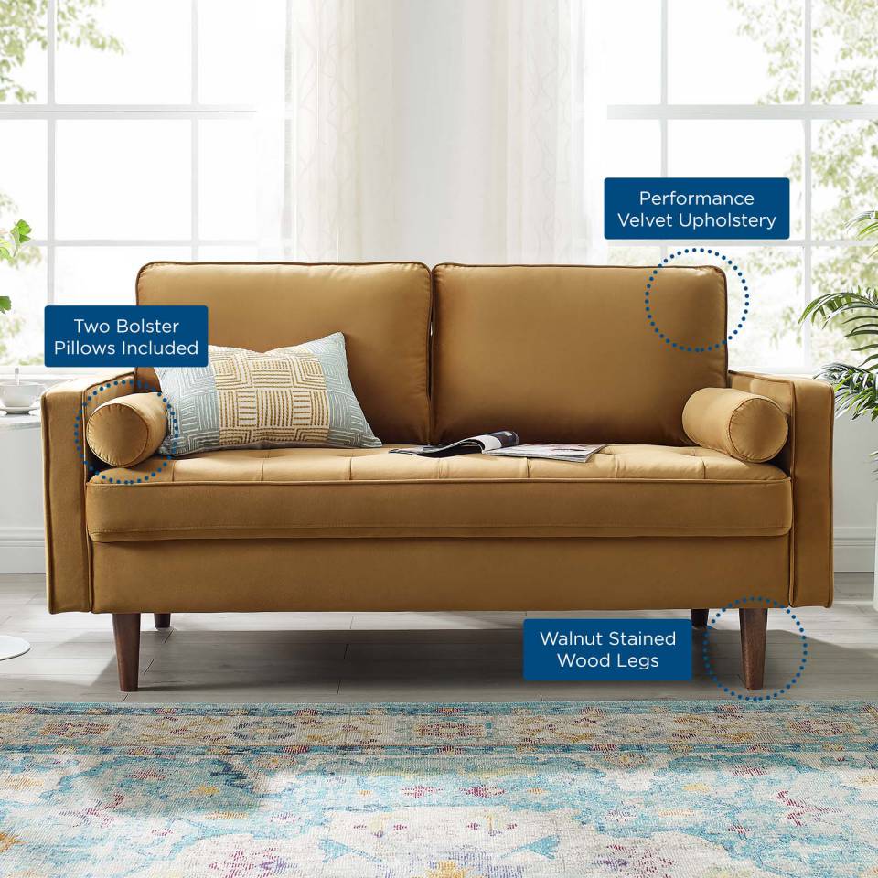 Modway Valour Performance Velvet Loveseat | Sofas | Modishstore-9