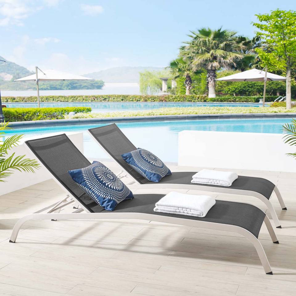 Modway Savannah Outdoor Patio Mesh Chaise Lounge Set of 2 | Outdoor Recliners & Lounge Chairs | Modishstore