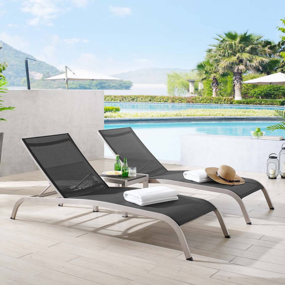 Modway Savannah 3 Piece Outdoor Patio Mesh Set | Outdoor Recliners & Lounge Chairs | Modishstore