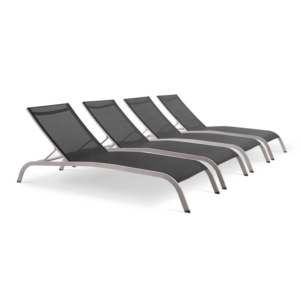 Modway Savannah Outdoor Patio Mesh Chaise Lounge Set of 4 | Outdoor Recliners & Lounge Chairs | Modishstore-2