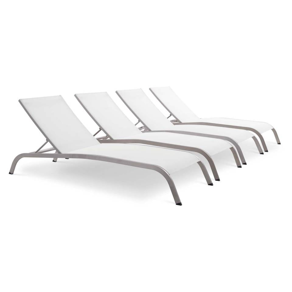 Modway Savannah Outdoor Patio Mesh Chaise Lounge Set of 4 | Outdoor Recliners & Lounge Chairs | Modishstore-7