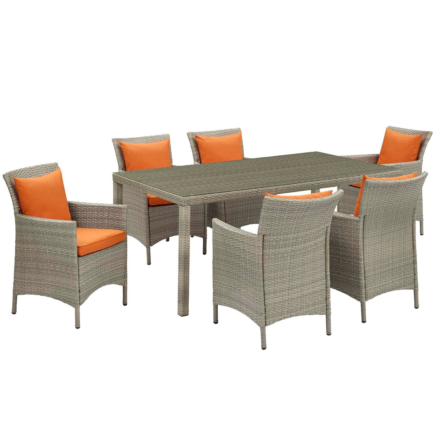 Modway Conduit 7 Piece Outdoor Patio Wicker Rattan Dining Set | Dining Sets | 