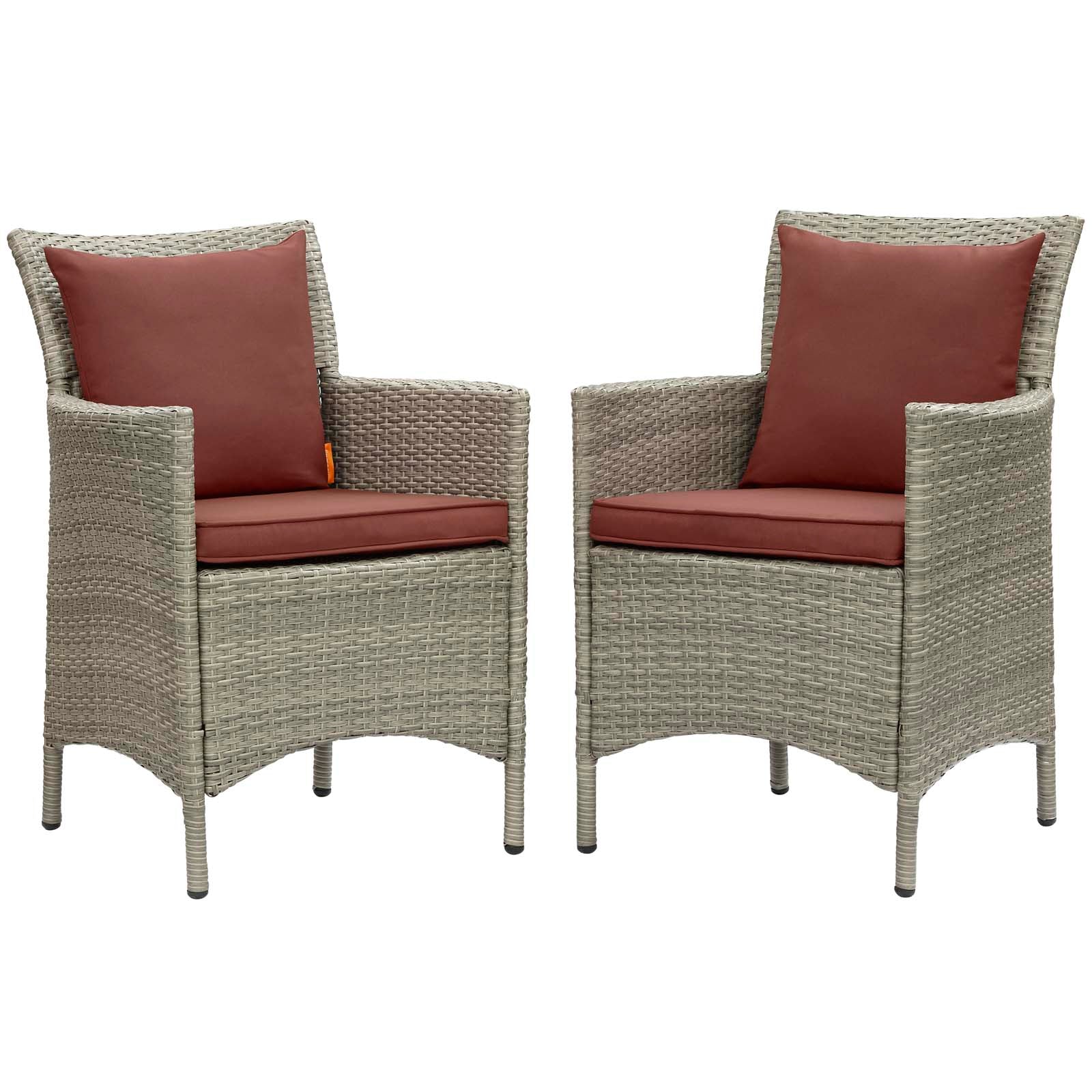 Modway Conduit Outdoor Patio Wicker Rattan Dining Armchair Set of 2 | Armchairs | 