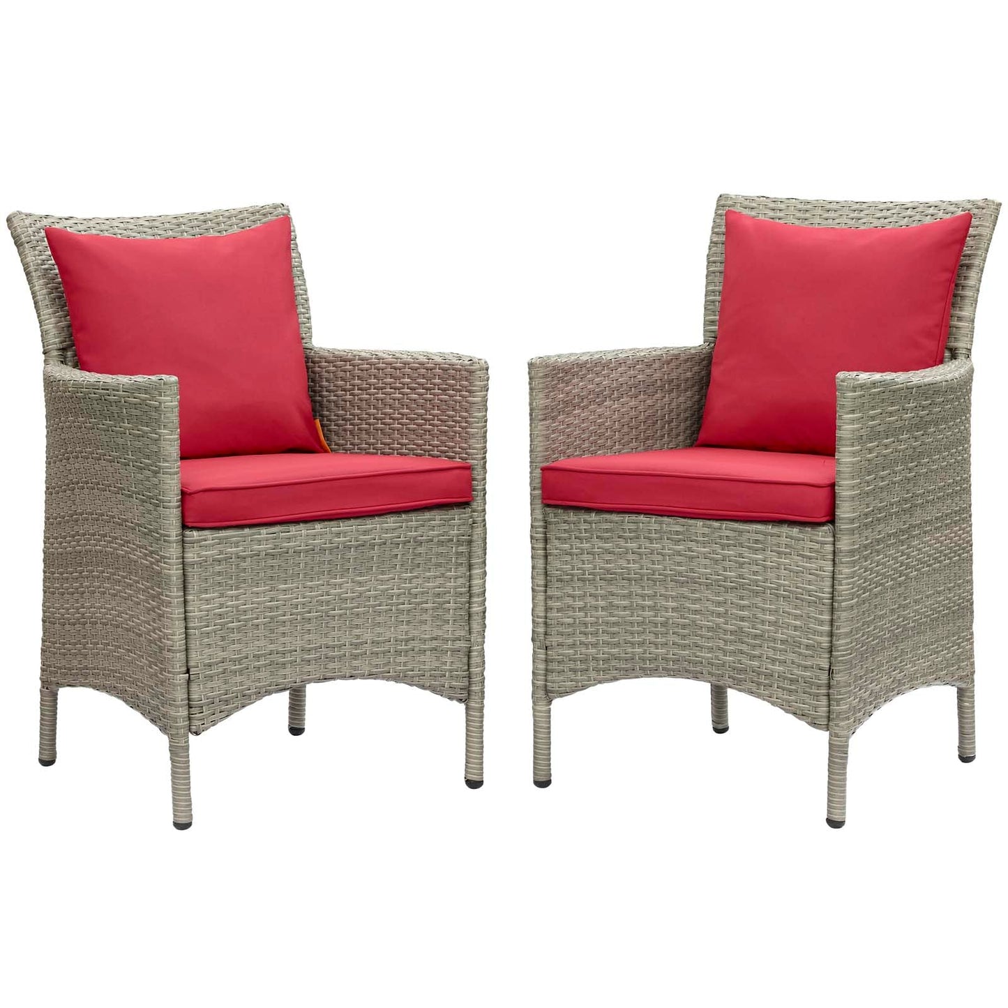 Modway Conduit Outdoor Patio Wicker Rattan Dining Armchair Set of 2 | Armchairs | 