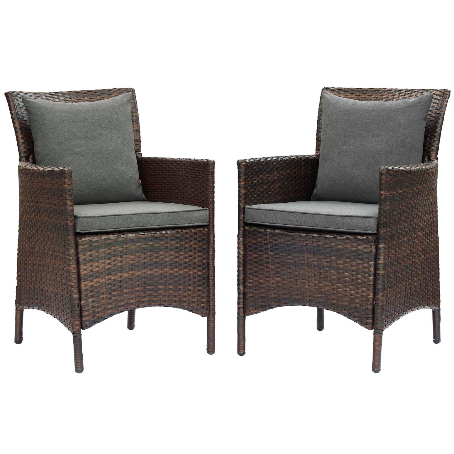 Modway Conduit Outdoor Patio Wicker Rattan Dining Armchair Set of 2 | Dining Chairs | 