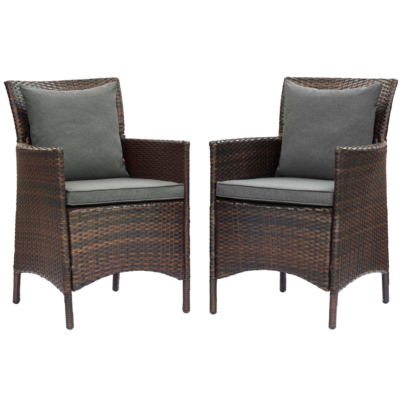 Modway Conduit Outdoor Patio Wicker Rattan Dining Armchair Set of 2 | Dining Chairs | 