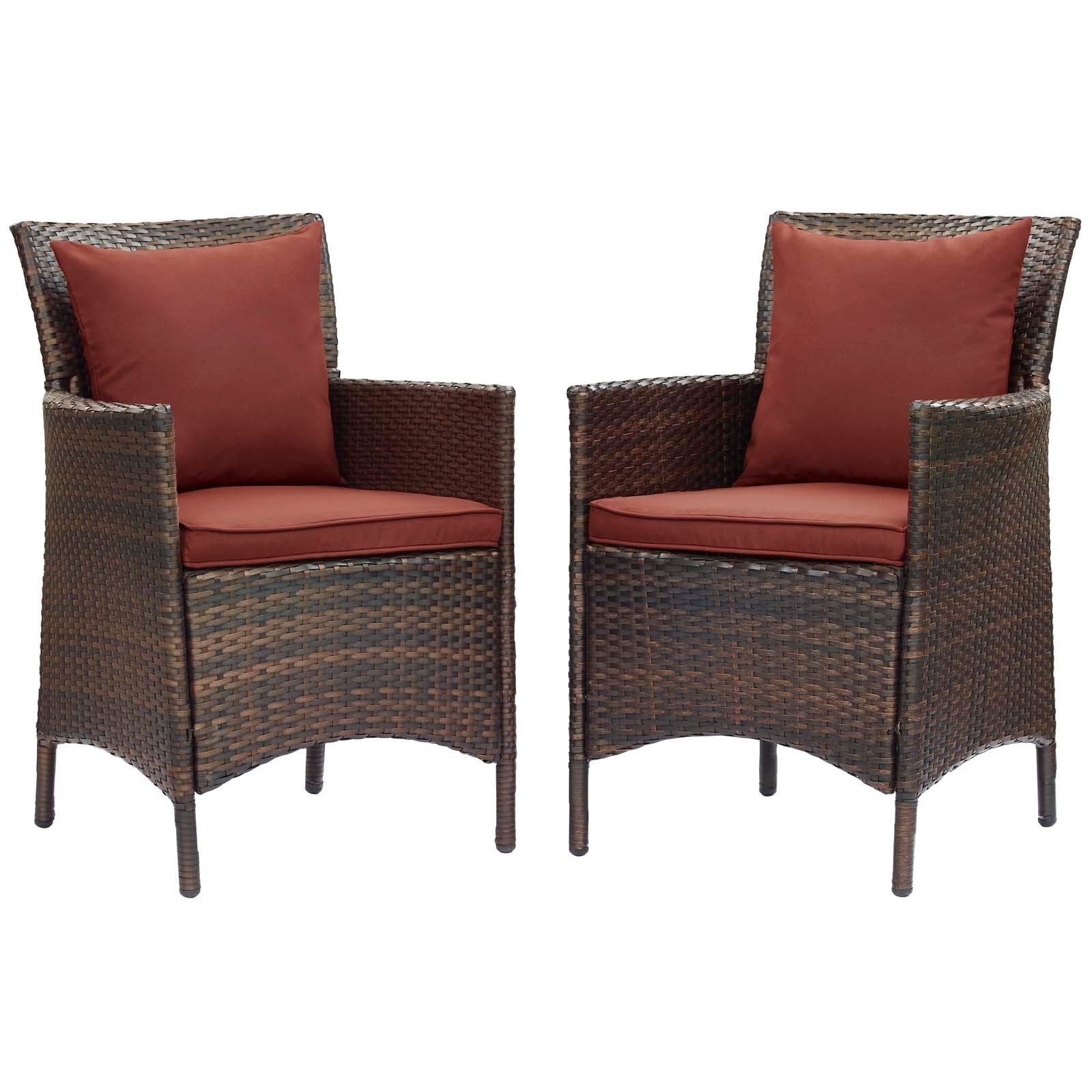Modway Conduit Outdoor Patio Wicker Rattan Dining Armchair Set of 2 | Dining Chairs | 