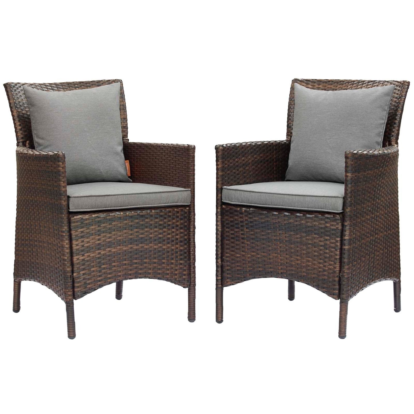Modway Conduit Outdoor Patio Wicker Rattan Dining Armchair Set of 2 | Dining Chairs | 