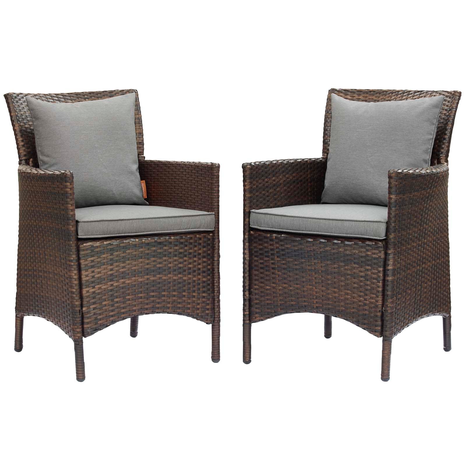 Modway Conduit Outdoor Patio Wicker Rattan Dining Armchair Set of 2 | Dining Chairs | 